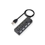 USB Hub Treqa με 4 θύρες USB-A και διακόπτες USB-4 – Μαύρο