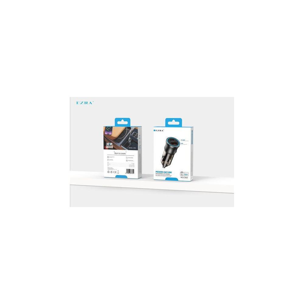 Φορτιστής αναπτήρα αυτοκινήτου USB-A & Type-C Μαύρος Ezra Φορτιστής αναπτήρα αυτοκινήτου USB-A & Type-C Μαύρος Ezra